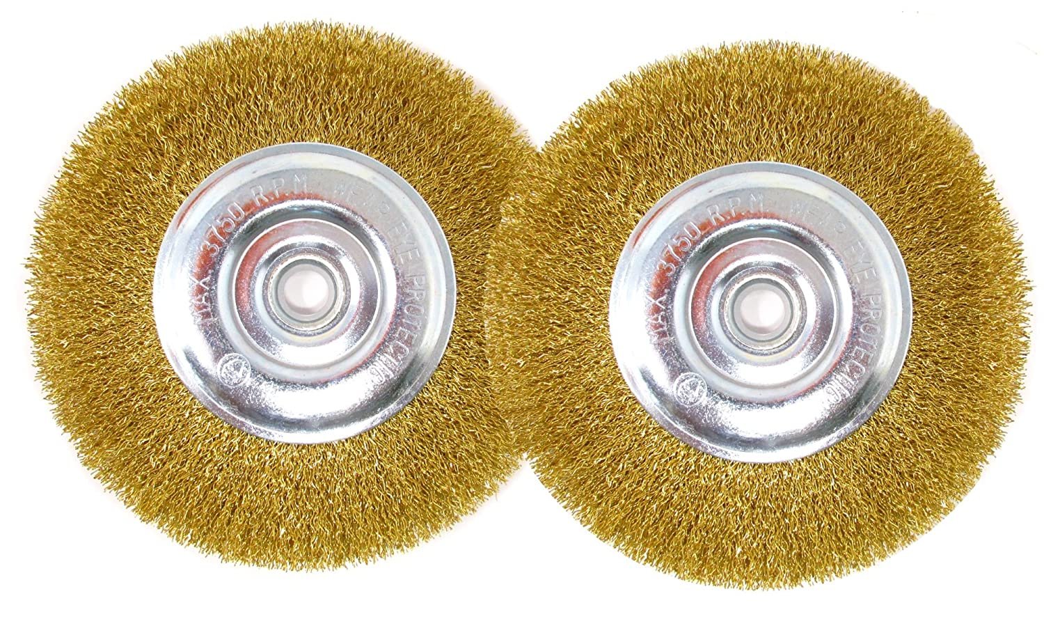 6-Inch Wire Wheel Brush Set for Bench Grinder, Brass Coated, Pack