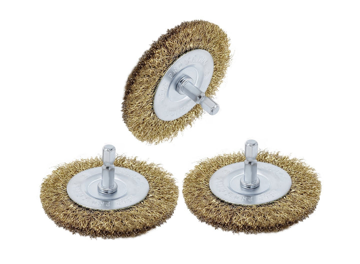 3 pack 4" Circular Wire Brush Wheel for Drill, Brass-Coated