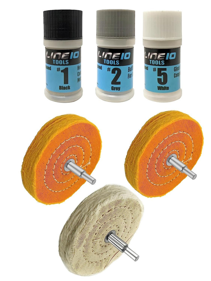 Metal Buffing Wheel Kit for Drill, with Three Step Polishing Compound