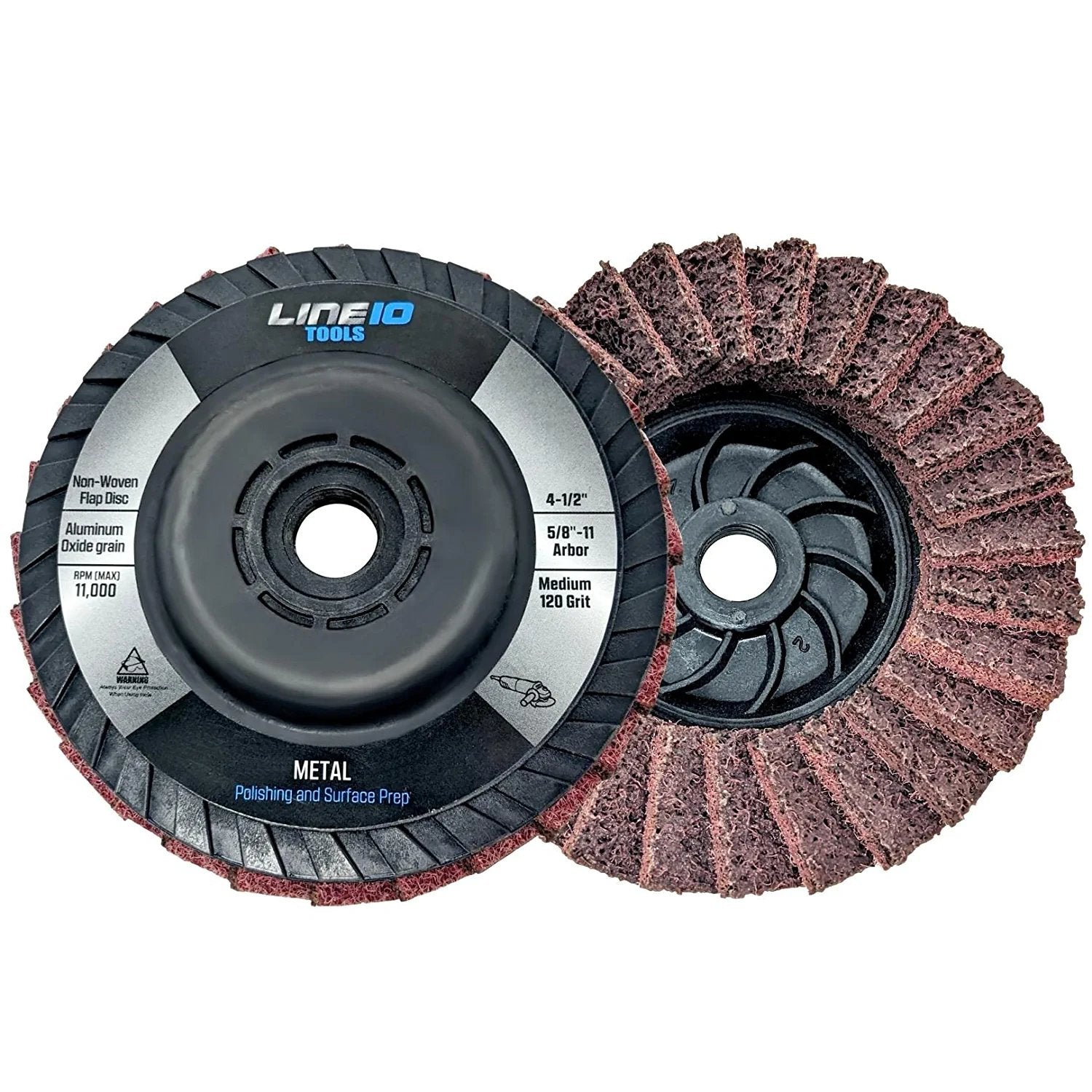 5pk Red Non-Woven Abrasive Flap Disc 4-1/2" with 5/8-11 Threaded Arbor for Angle Grinder