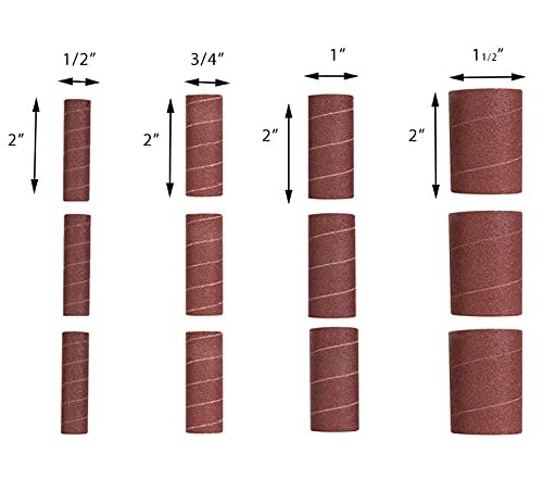 12 Pack Spindle Sanding Sleeves, 2 Inch Long, 60, 80 and 120 Grit