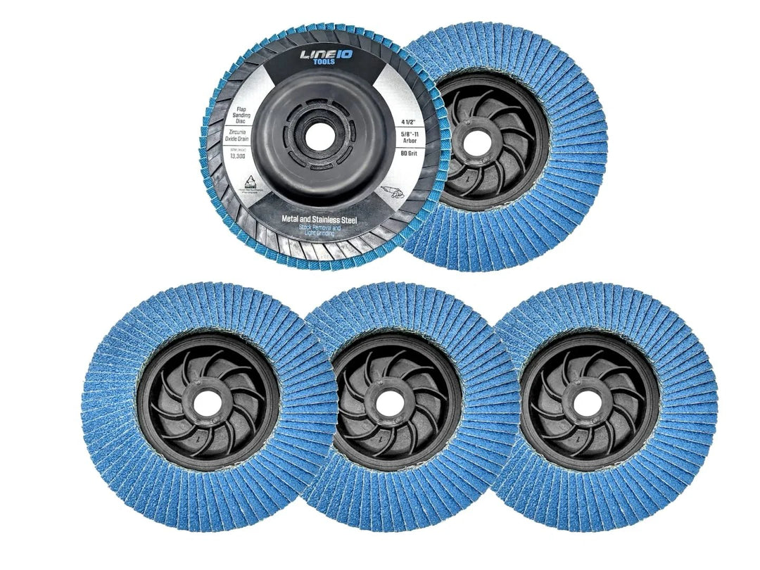 5pk Blue Zirconia Flap Wheel 4-1/2" with 5/8-11 Threaded Arbors for Angle Grinder