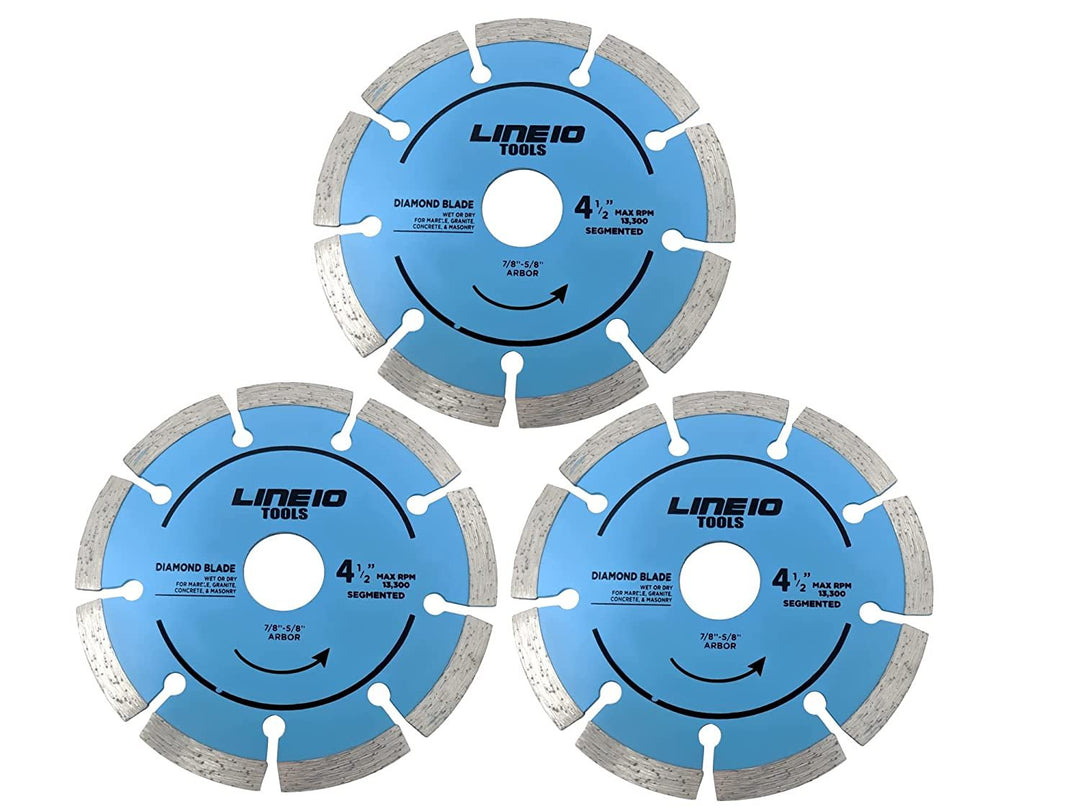 3Pc Diamond Cutting Blade Set for 4-1/2 inch Angle Grinder