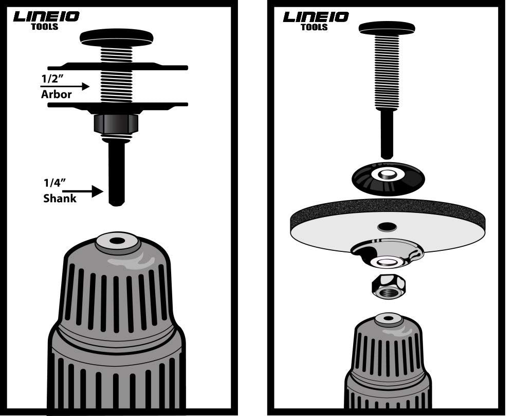 Mandrin adaptateur d'arbre de roue de polissage, arbre étendu pour roues jusqu'à 1-1/4" d'épaisseur