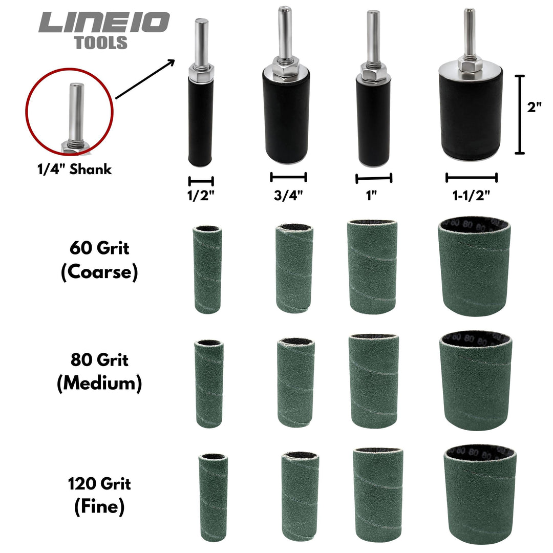 16 pack Zirconia  Sanding drums and sleeves, in 3 grits, 60, 80, 120