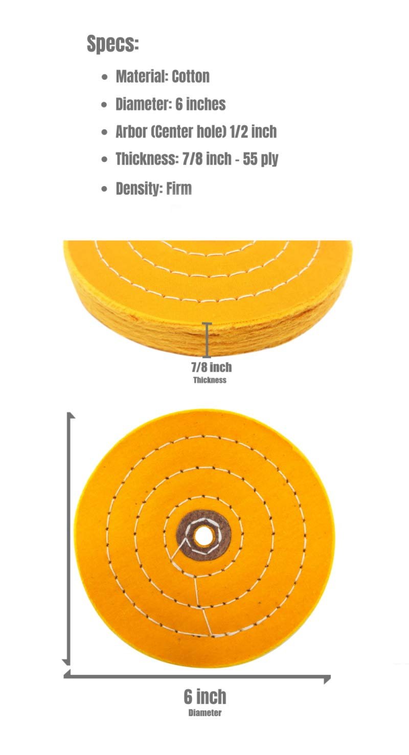 2 Pack 6" Buffing Wheel for Bench Grinder, Extra Thick