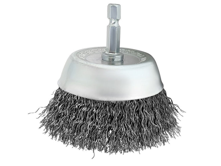 3 inch Wire Cup Brush on 1/4" Hex Shank - Steel Bristle