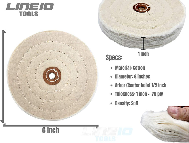 6" Metal Buffing Wheel Kit for Bench Grinder Stainless Steel, Aluminum and Iron