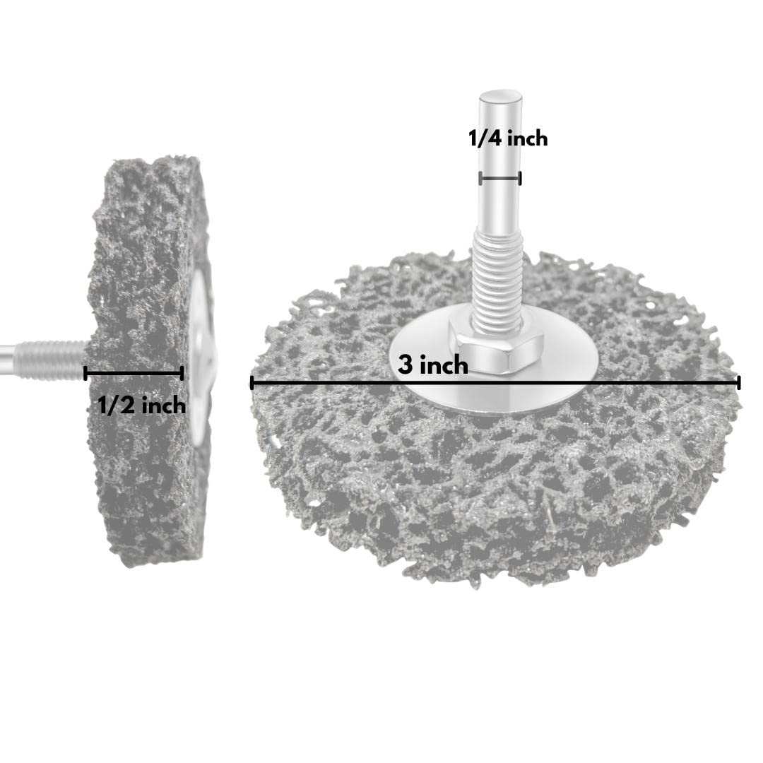 Lot de 3 roues à dénuder en poly de 3" pour perceuse montée sur tige de 1/4"