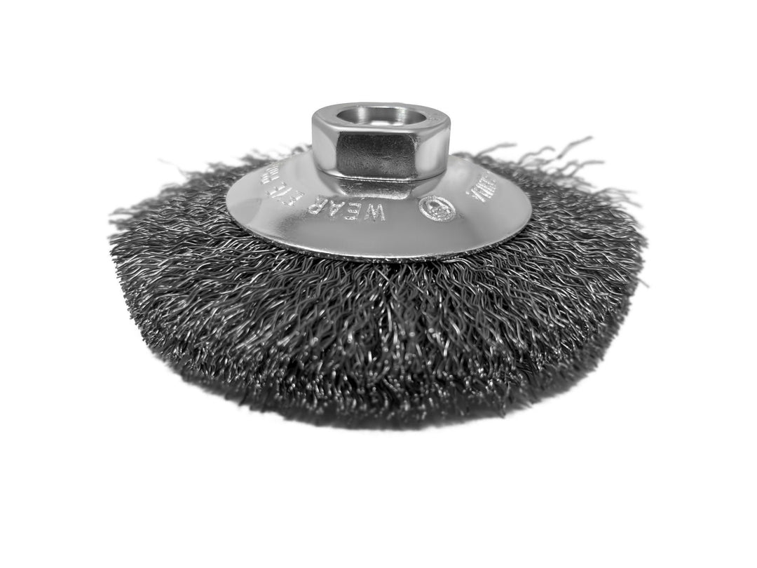 Brosse biseautée à fil serti de 4 pouces pour meuleuse d'angle, arbre 5/8-11