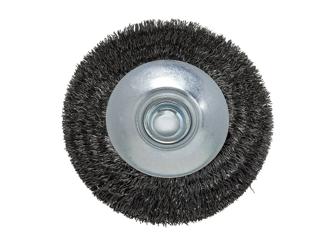 Brosse biseautée à fil serti de 4 pouces pour meuleuse d'angle, arbre 5/8-11