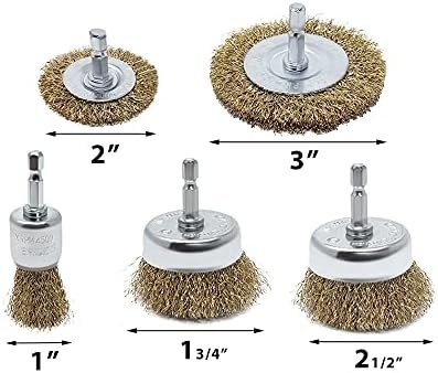 5pc Brass-Coated Wire Brush Wheel and Cup Set