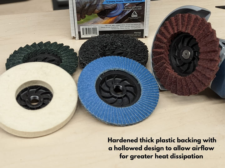 5pc Flap Discs Angle Grinder Variety Pack with 5/8-11 Threaded Arbor for Stripping, Surface Prep, Buffing, and Polishing