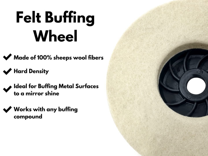 4pk Felt Buffing Wheel 4-1/2"with 5/8-11 Threaded Arbor for Angle Grinder