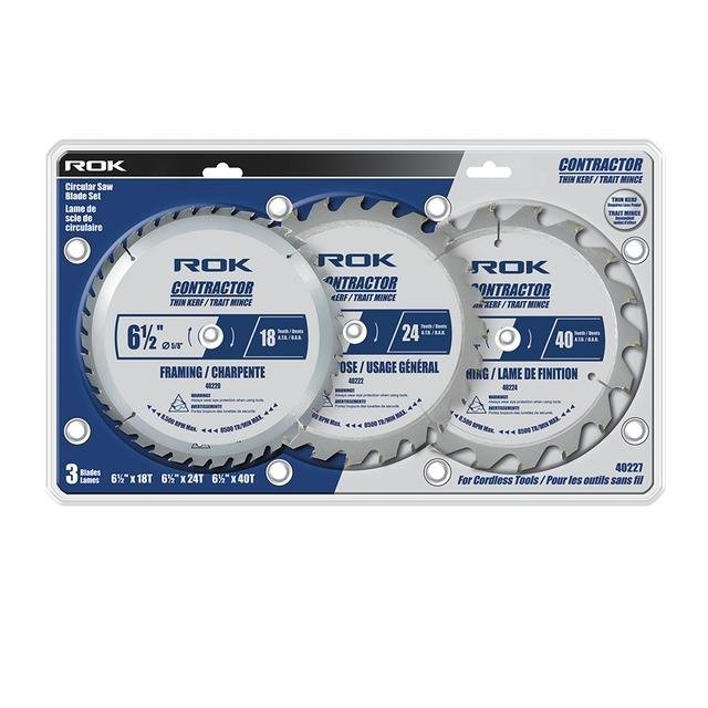 Jeu de lames de scie circulaire sans fil ROK 6 1/2" - Trait fin