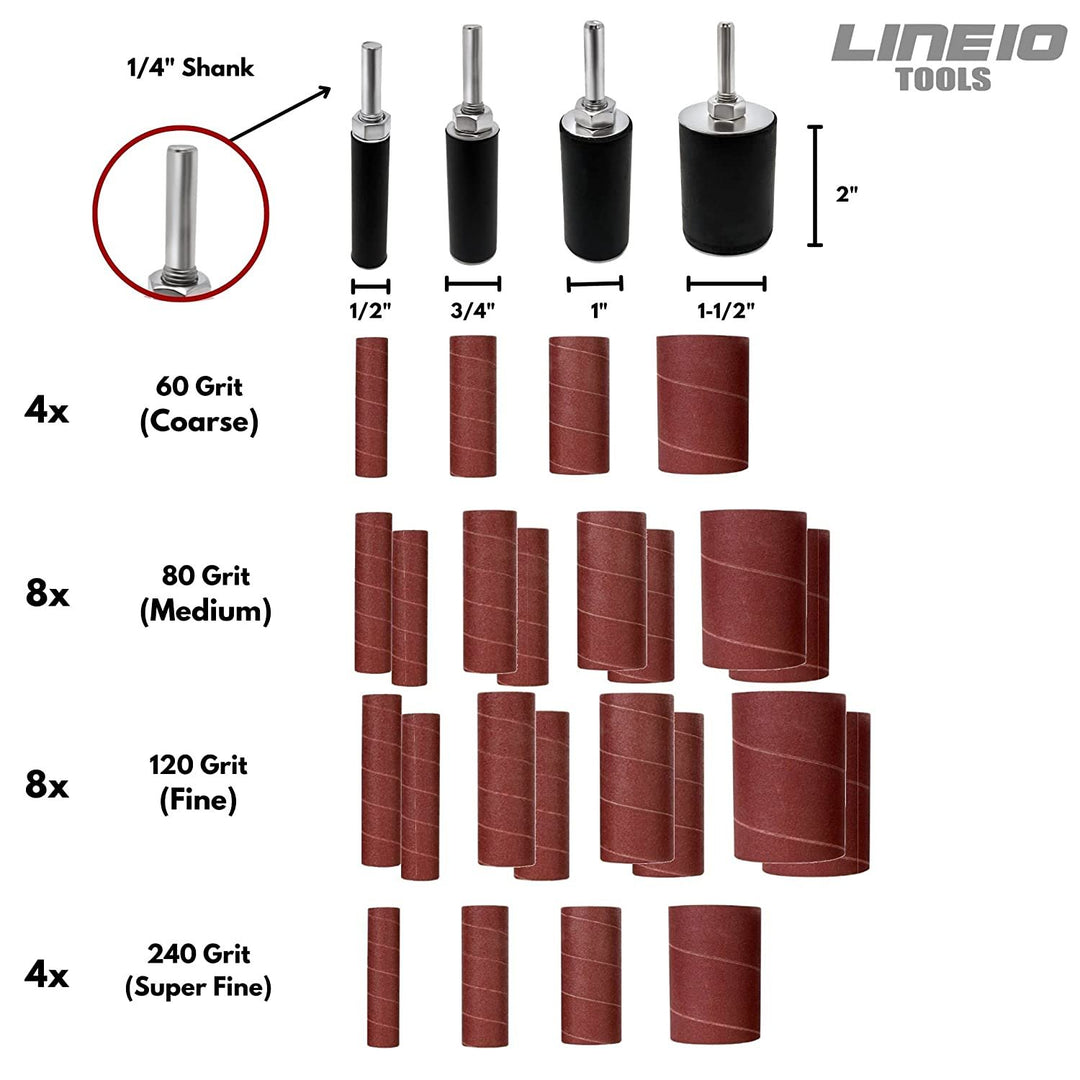 28pc  Sanding Drums and Sleeves Set - 2 inch  Long